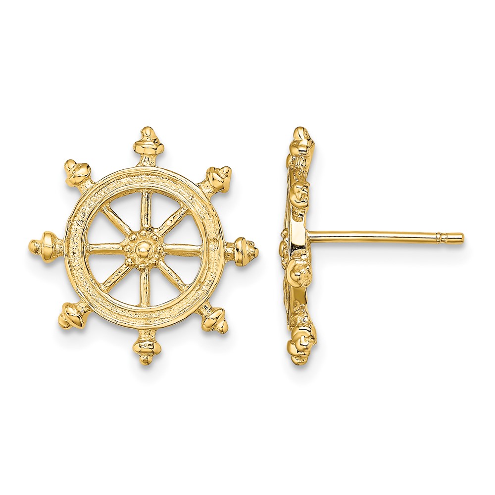 14K Ship's Wheel Post Earrings (TE833)