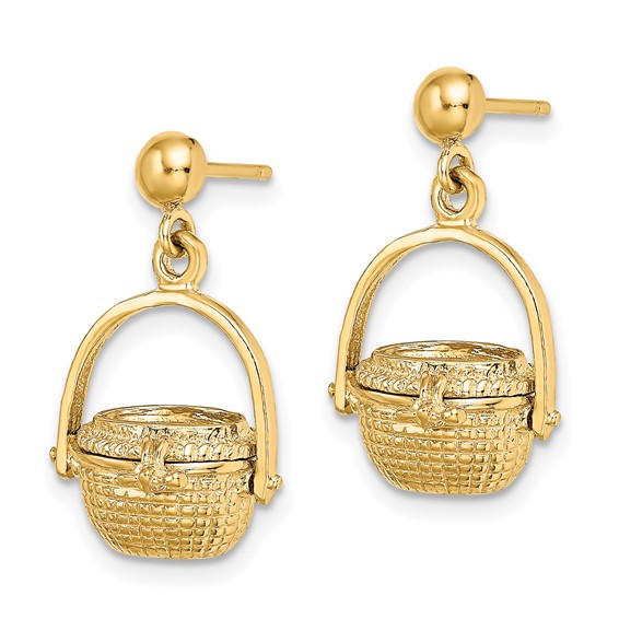 Gold Basket Post Earrings