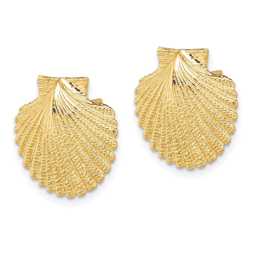 14K 2-D Textured Scallop Shell Post Earrings (TE840)