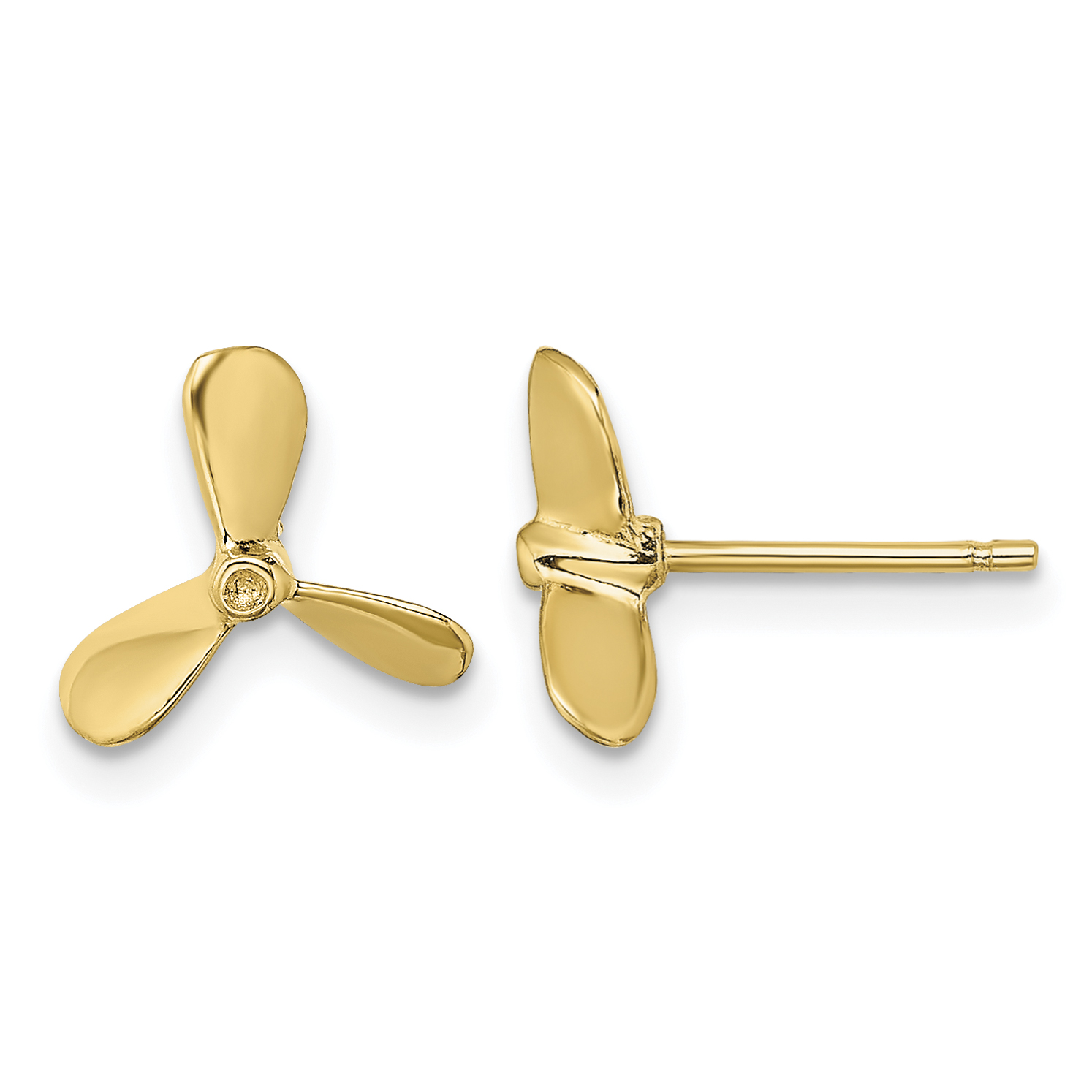 14K 2-D Propeller Post Earrings (TE843)