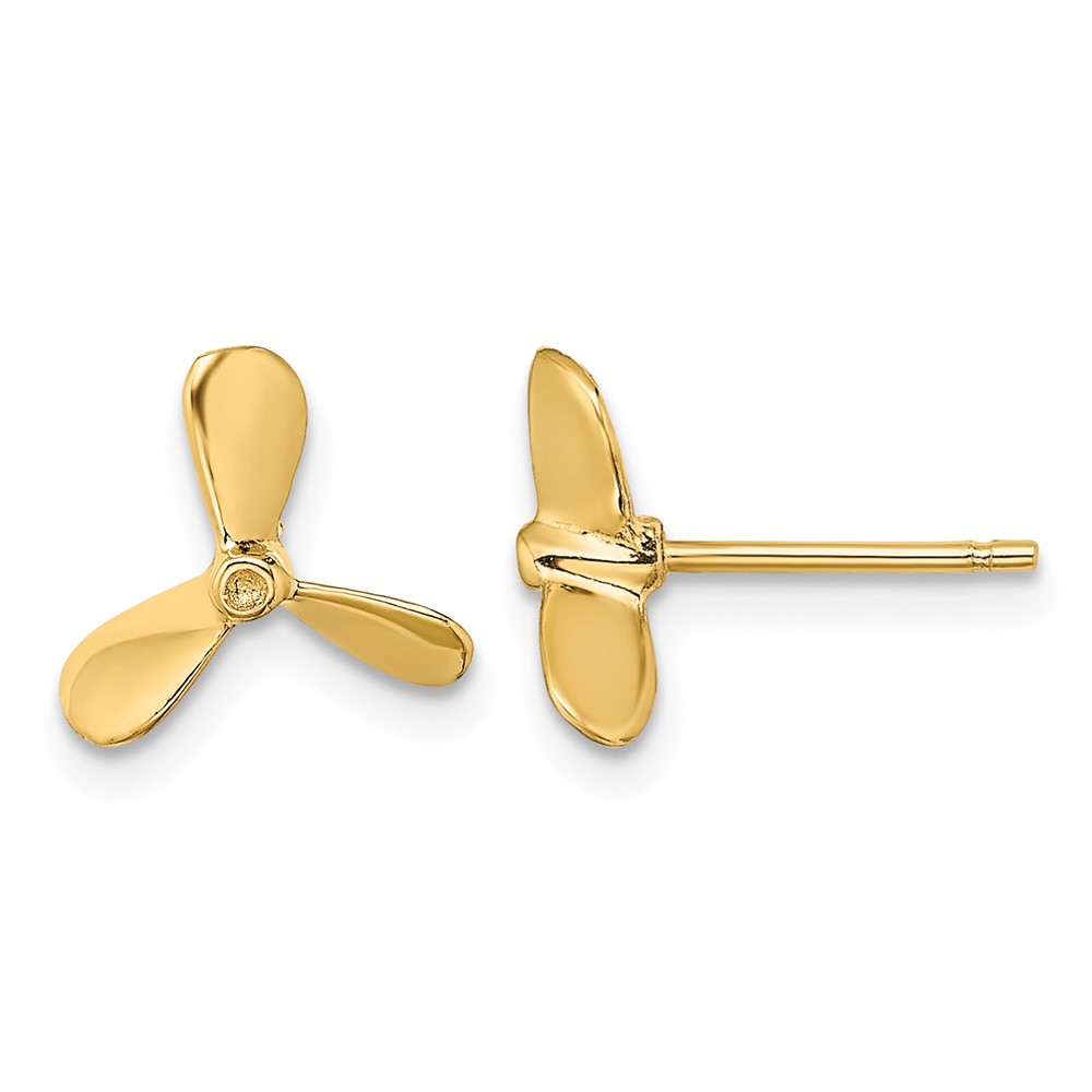 14K 2-D Propeller Post Earrings (TE843)
