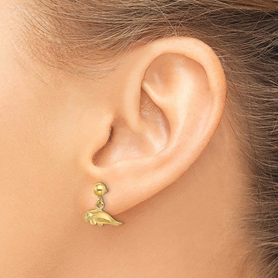 Gold Manatee Dangle Post Earrings