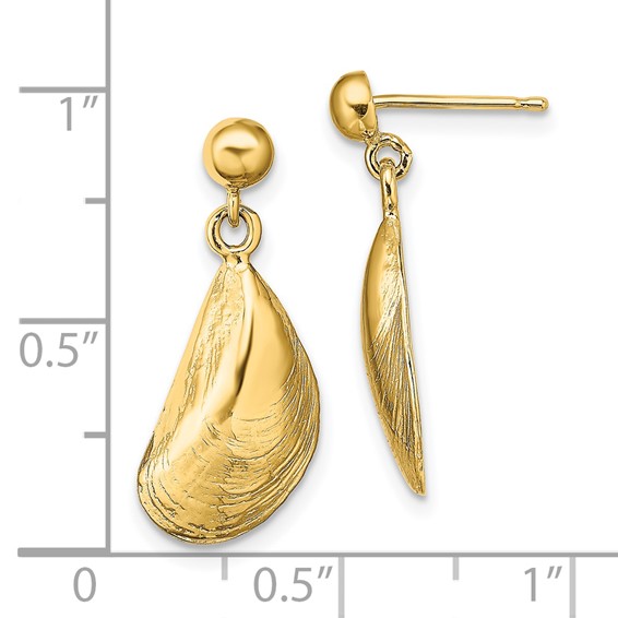 14K Mussel Shell Dangle Earrings