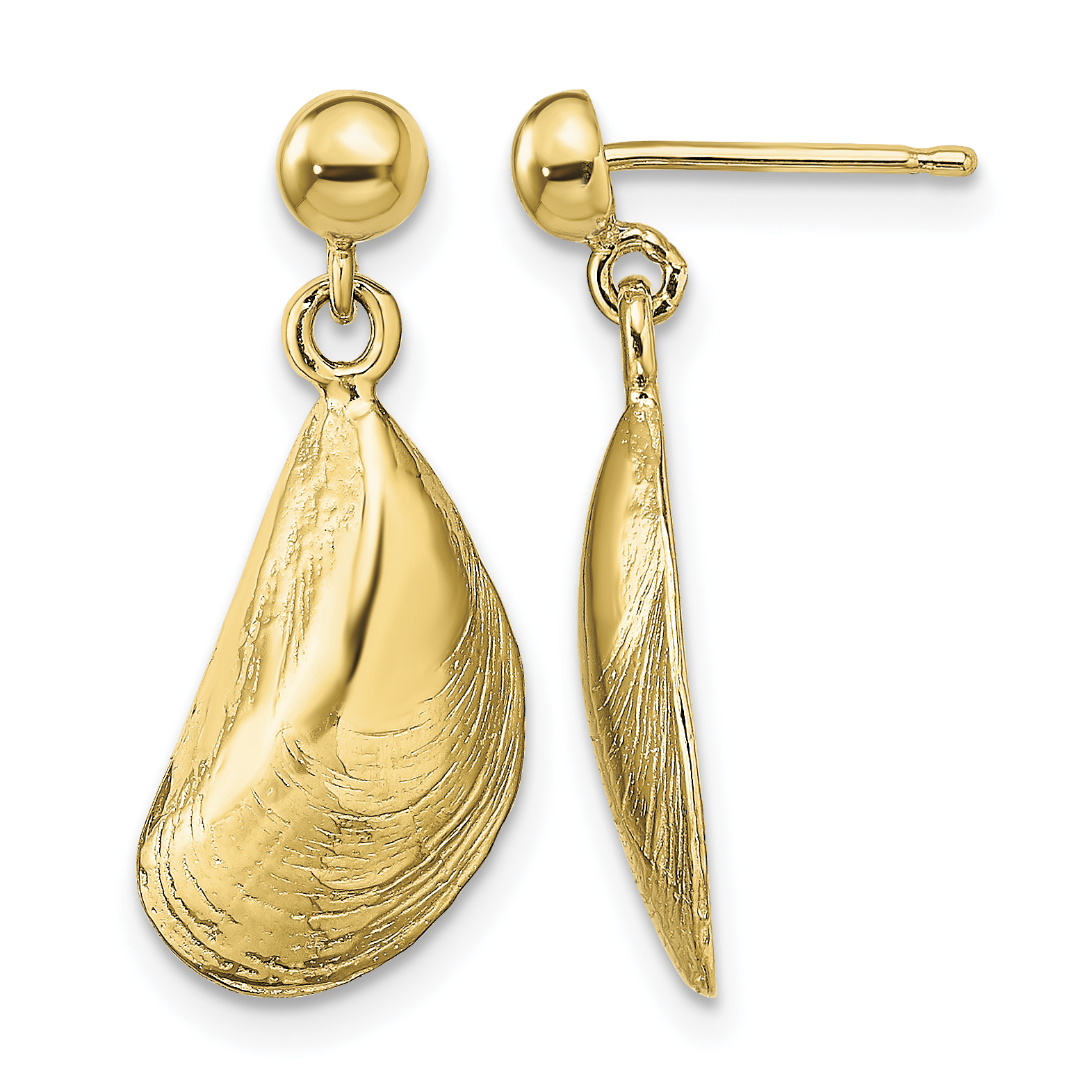 14K Mussel Shell Dangle Earrings (TE853)