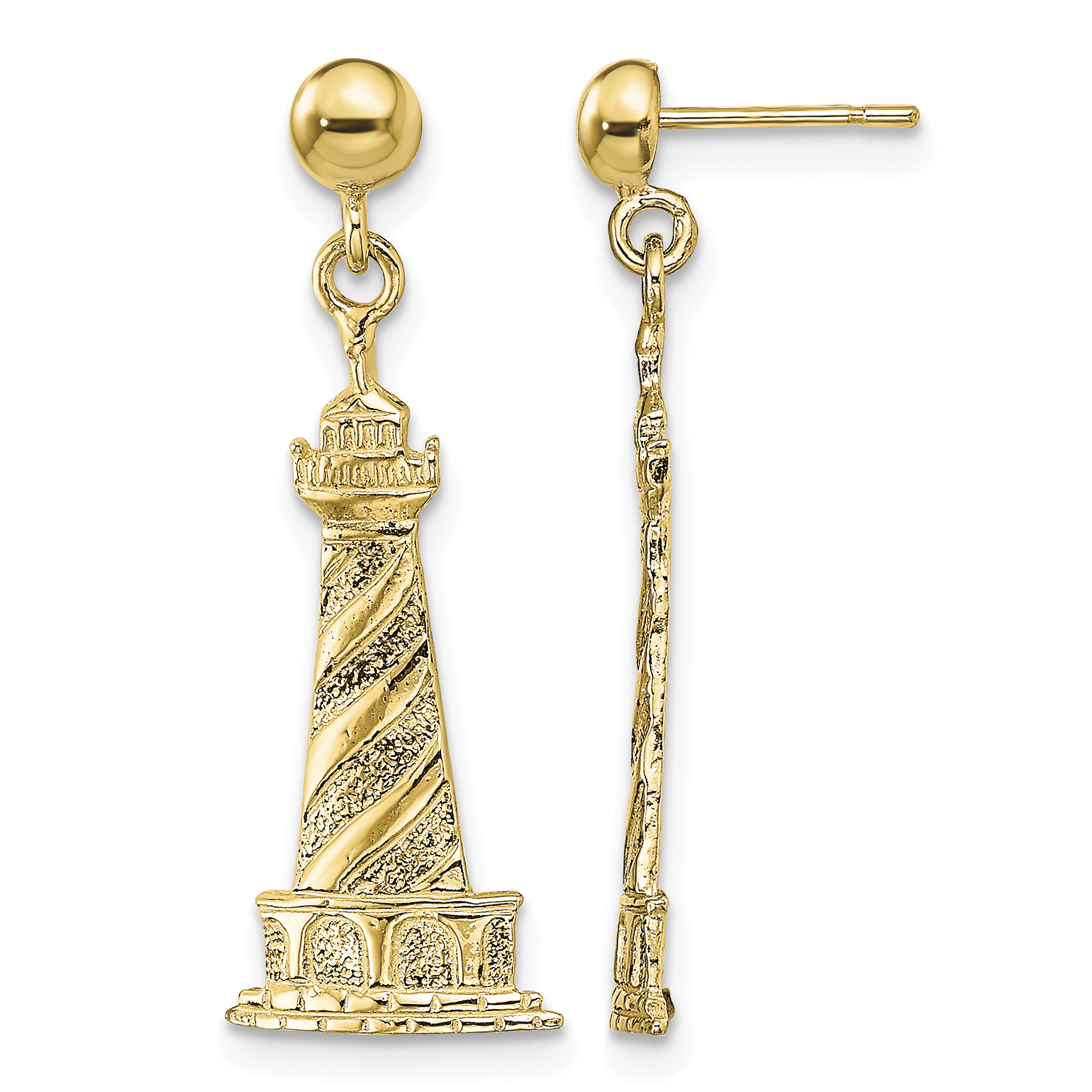 14K Cape Hatteras Lighthouse Earrings (TE855)