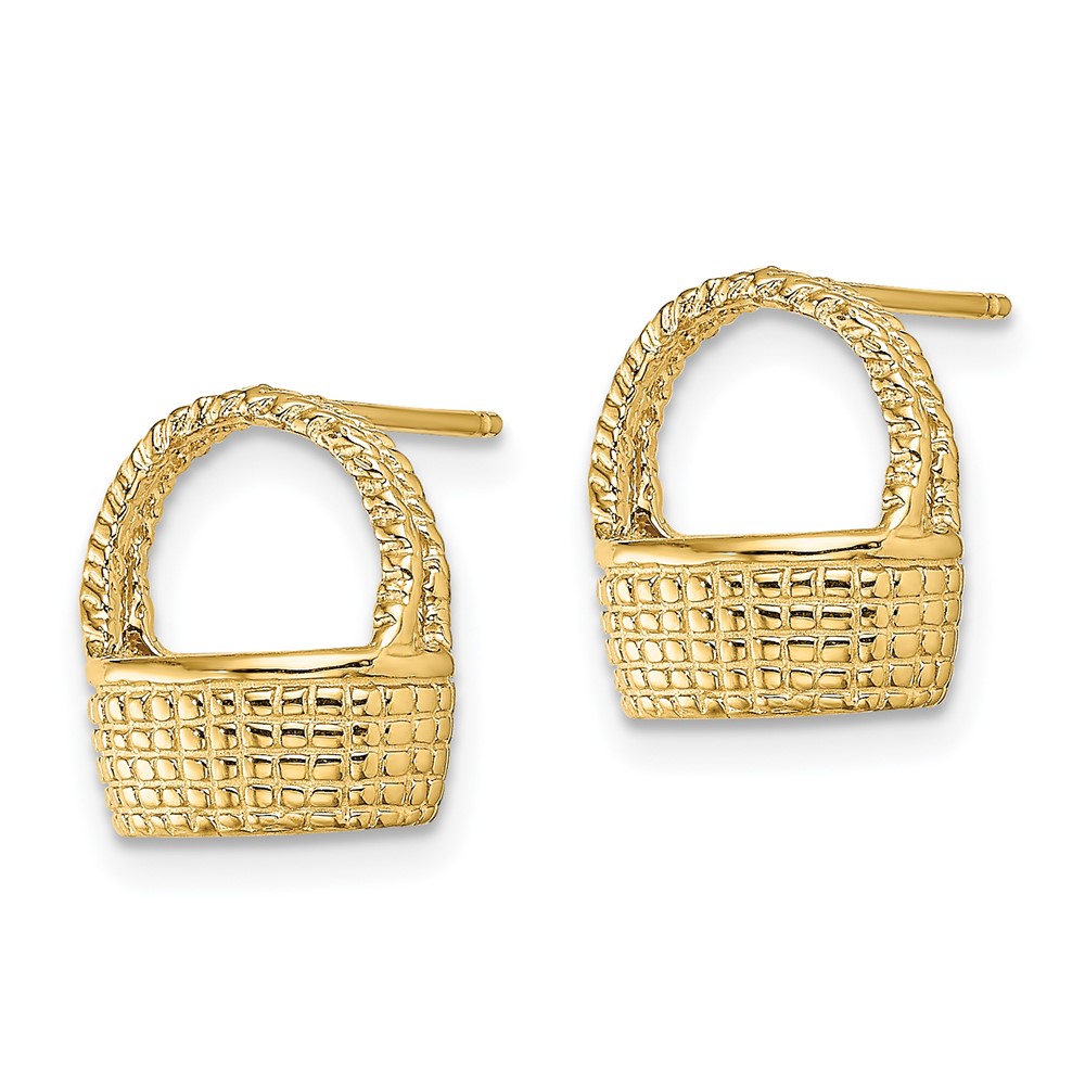 14K Basket Flat Back Post Earrings (TE861)