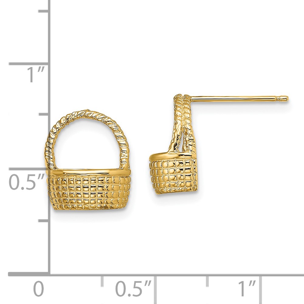 14K Basket Flat Back Post Earrings (TE861)