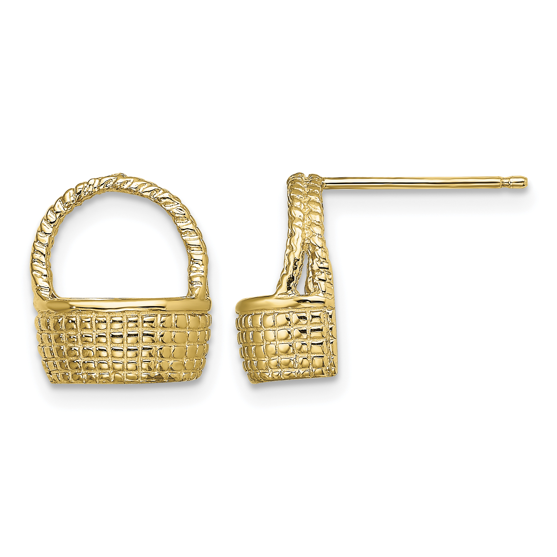 14K Basket Flat Back Post Earrings (TE861)