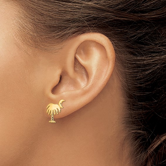 Gold Palm Tree Post Earrings