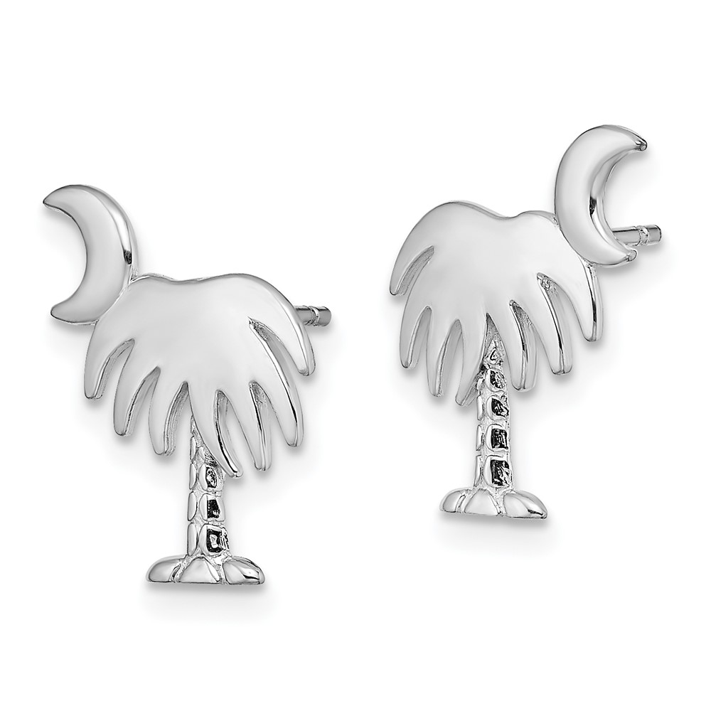 14K White Gold White Charleston Palm Tree w/ Moon Earrings (TE870W)