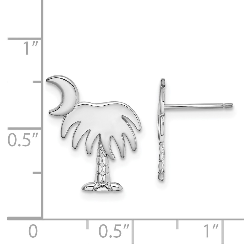 14K White Gold White Charleston Palm Tree w/ Moon Earrings (TE870W)