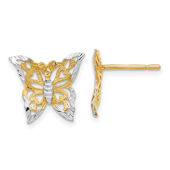 Gold Butterfly Post Earrings