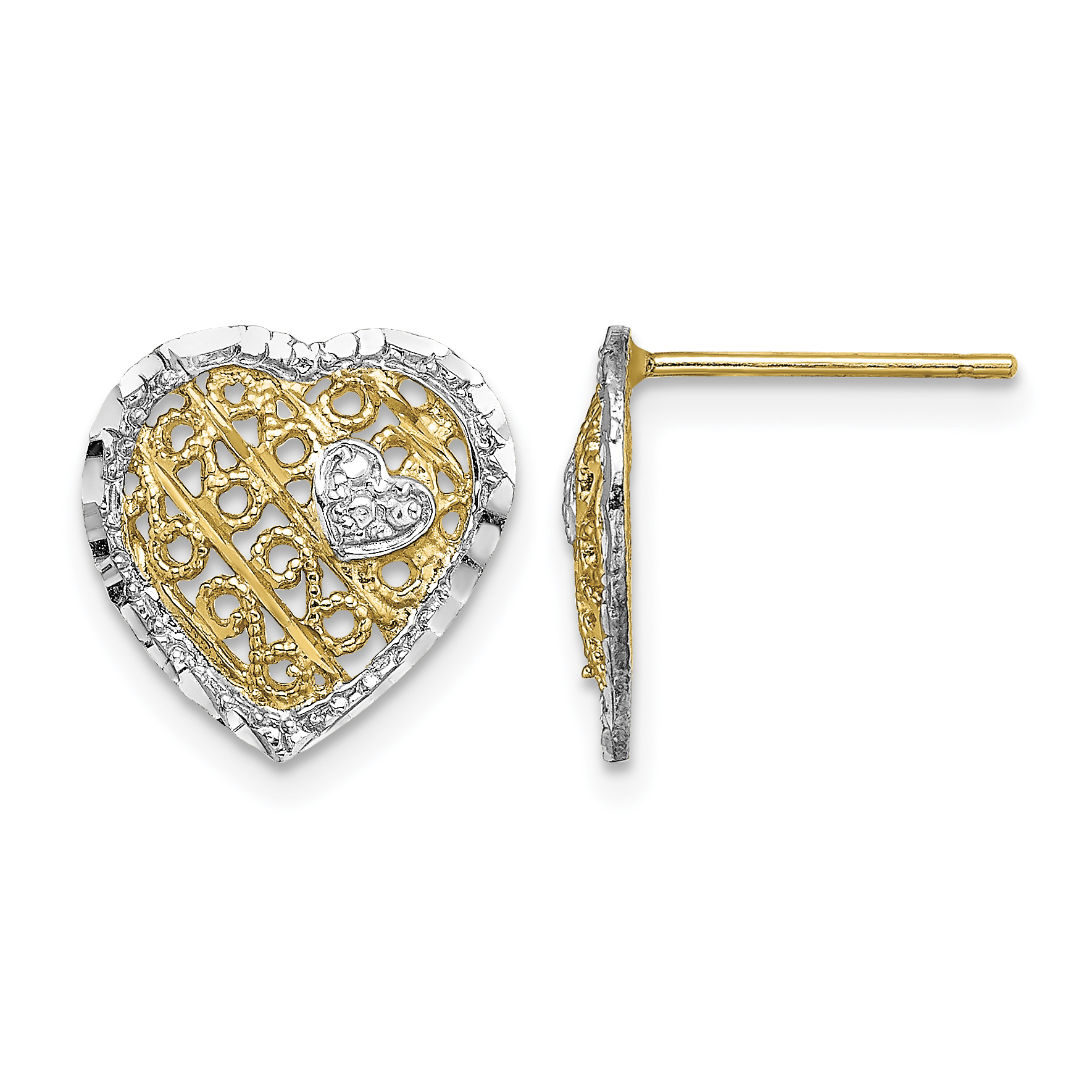 14k w/ RH Filigree Heart Post Earrings (TE906)