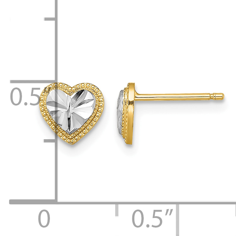 14k and White Rhodium Diamond-cut Heart Post Earrings TE910 detailed image 4
