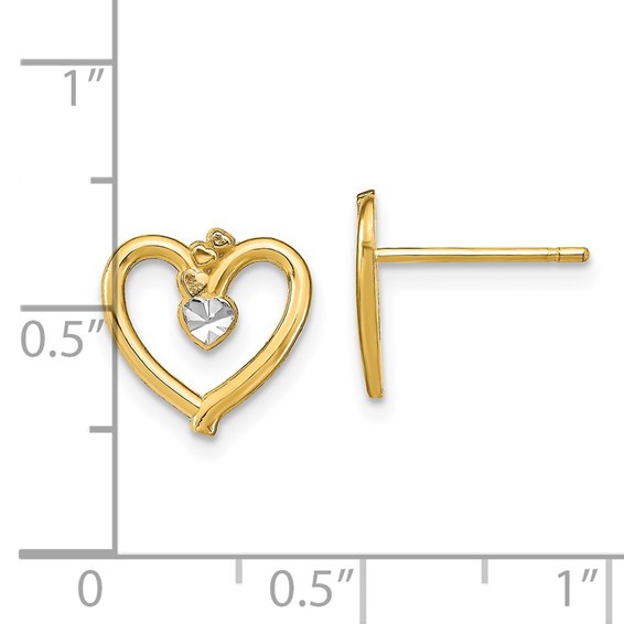 Gold Heart Post Earrings