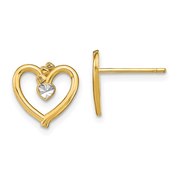 Gold Heart Post Earrings