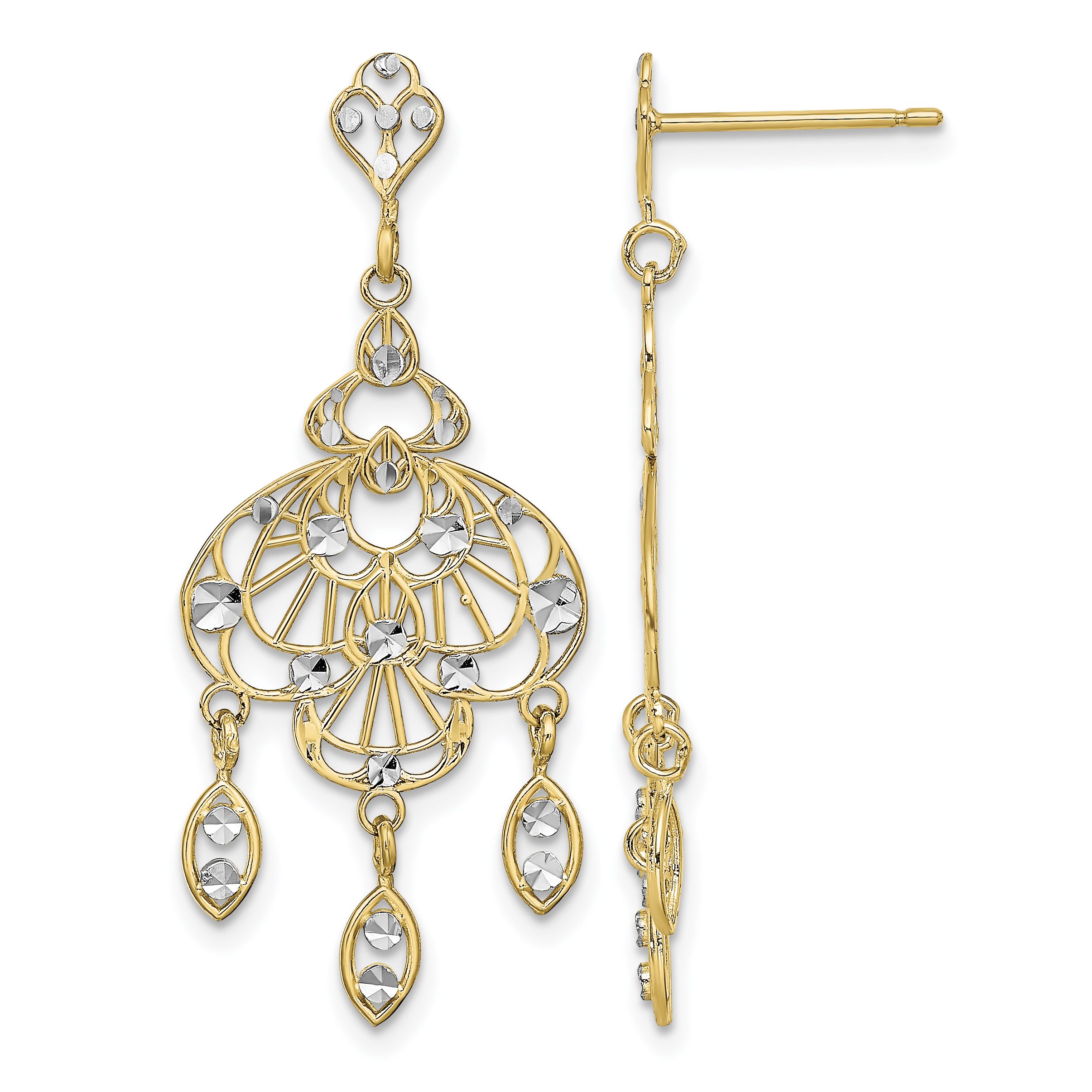 14K w/Rhodium D/C Chandelier Fancy Earrings (TE928)