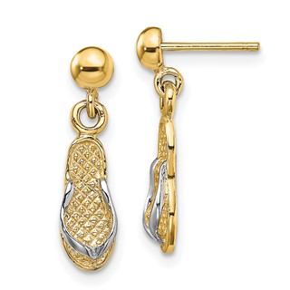 14K and White Rhodium Flip-Flop Dangle Post Earrings