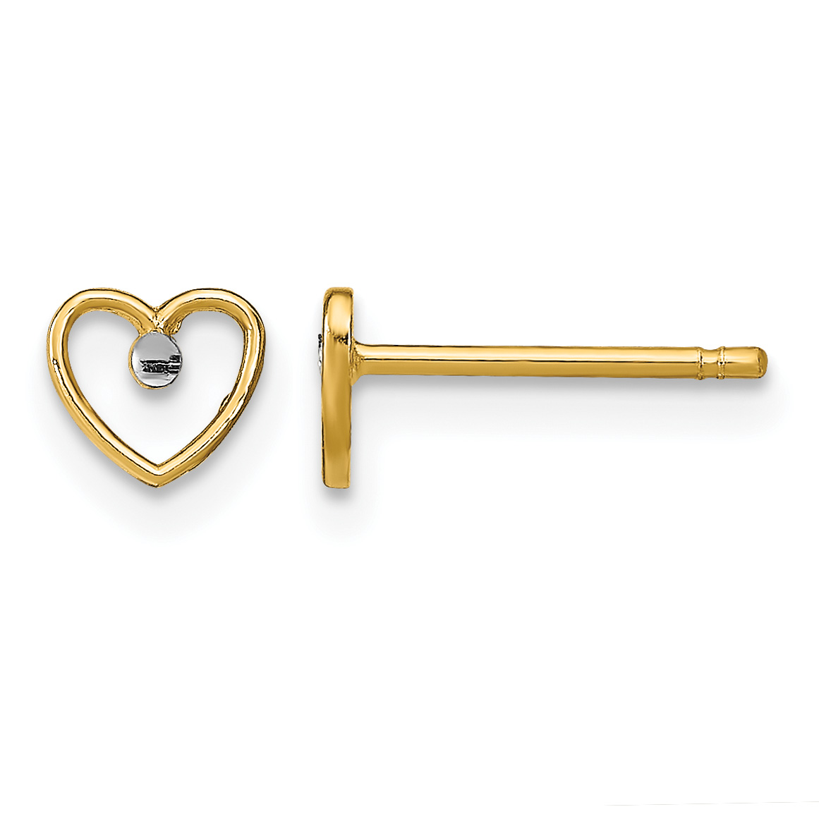 14k w/ Rhodium D/C Heart Post Earrings (TE932)