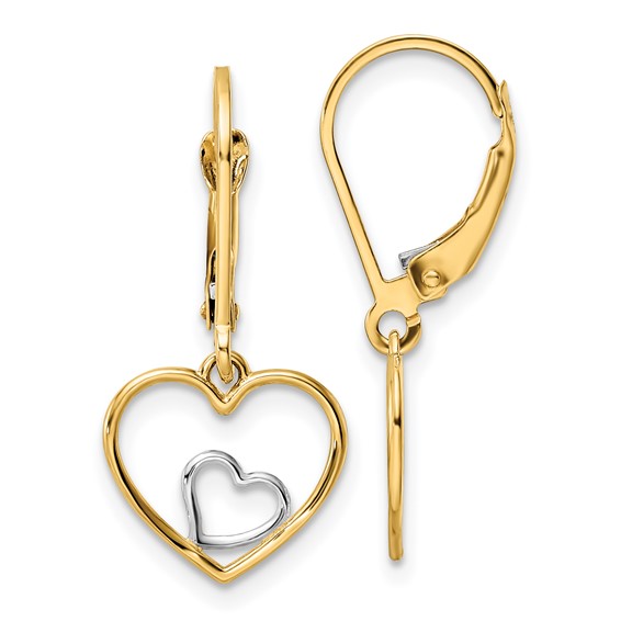 Gold Heart Dangle Earrings