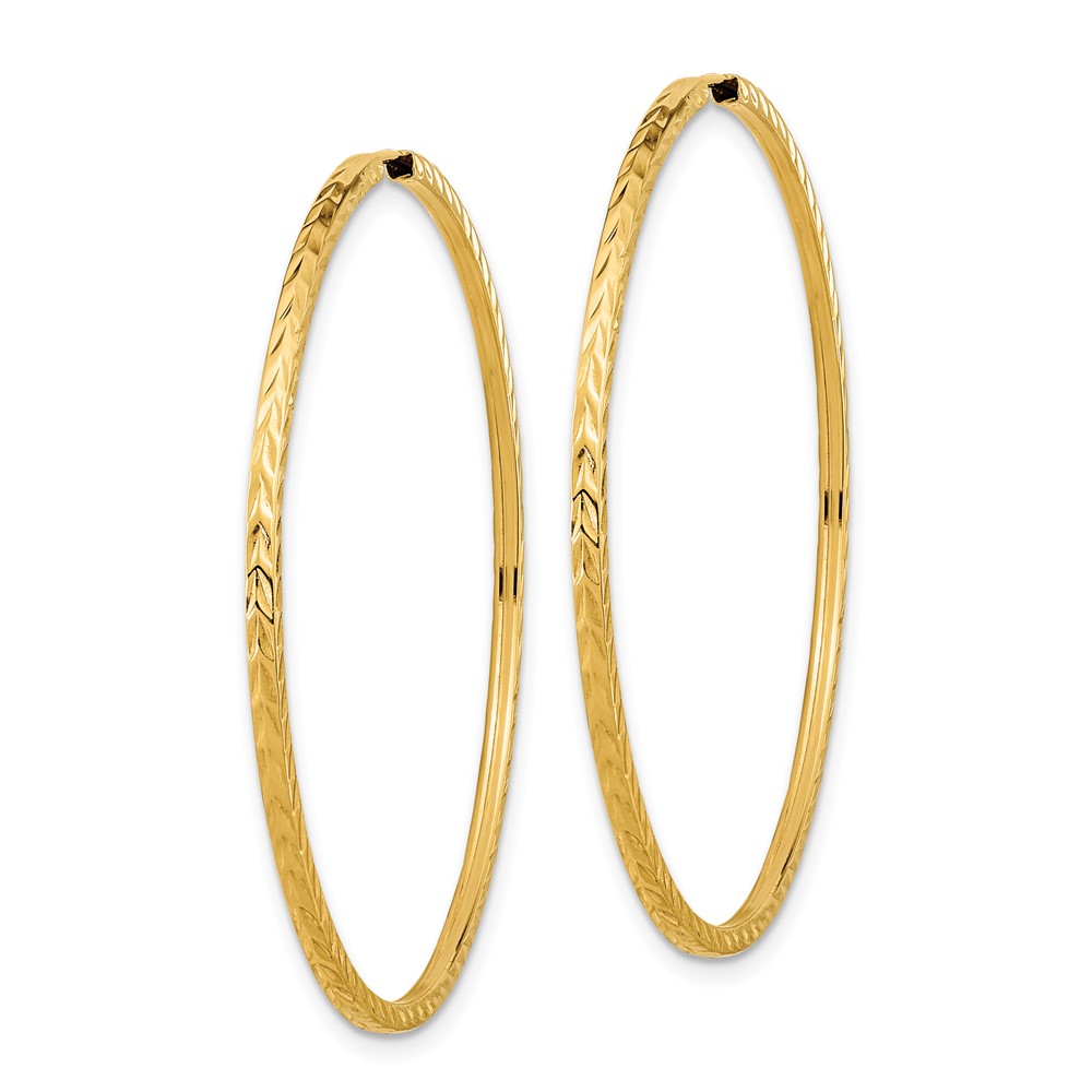 14k Diamond-cut Square Tube Endless Hoop Earrings (TF1000)