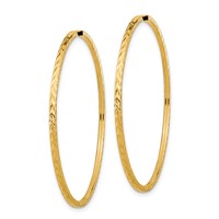 14K Yellow Gold 1.35x 45mm Diamond-cut Square-Tube Endless Hoop Earrings view 2