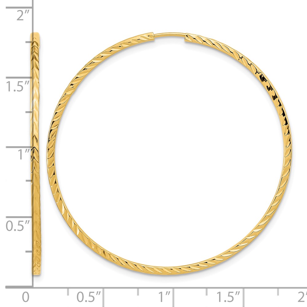 14k Diamond-cut Square Tube Endless Hoop Earrings (TF1000)