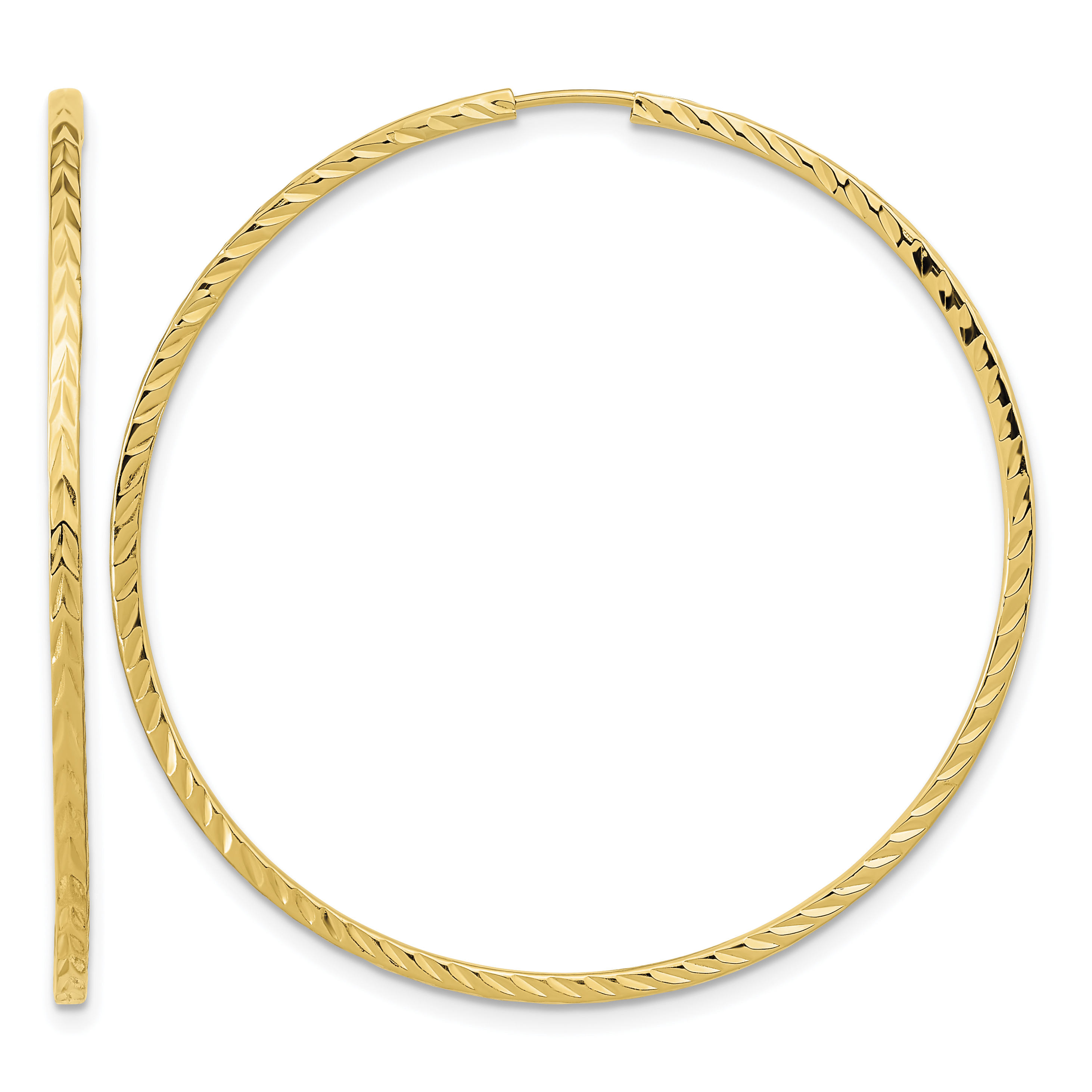 14k Diamond-cut Square Tube Endless Hoop Earrings (TF1000)