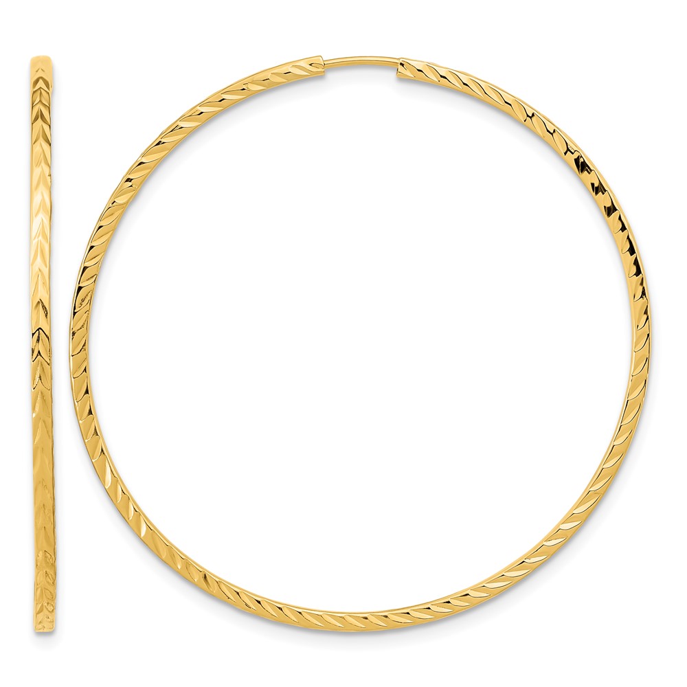 14k Diamond-cut Square Tube Endless Hoop Earrings (TF1000)