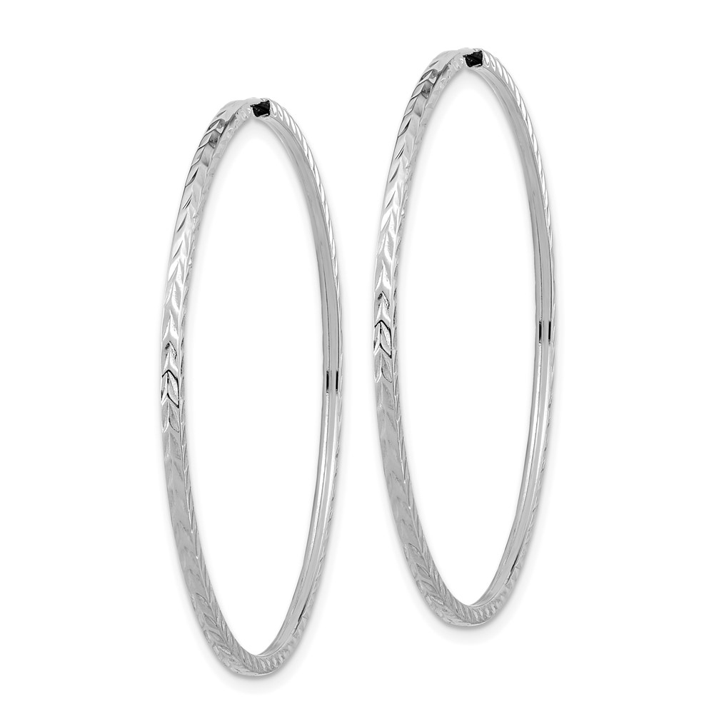 14k White Gold Diamond-cut Square Tube Endless Hoop Earrings (TF1000W)