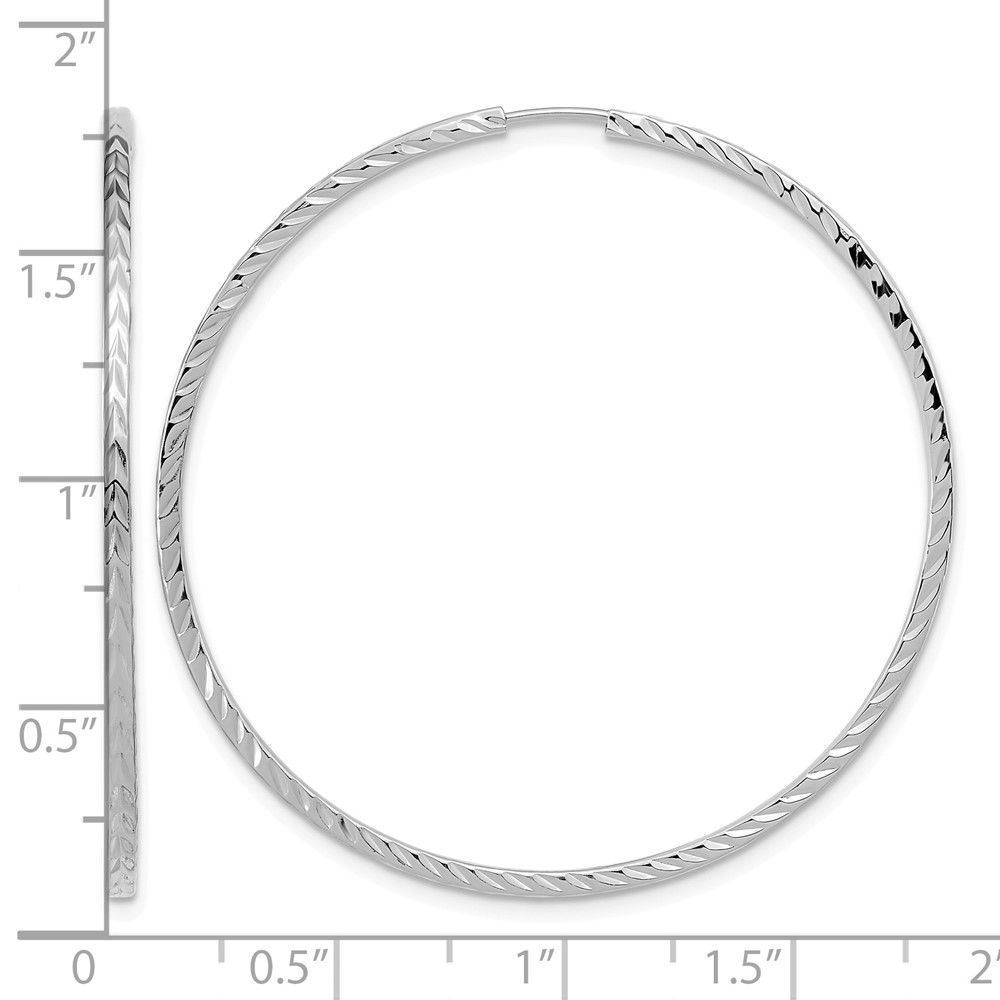 14k White Gold Diamond-cut Square Tube Endless Hoop Earrings (TF1000W)