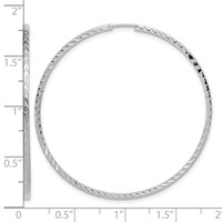 14K White Gold 1.35x 45mm Diamond-cut Square-Tube Endless Hoop Earrings view 4