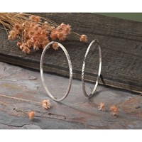 14K White Gold 1.35x 45mm Diamond-cut Square-Tube Endless Hoop Earrings view 5