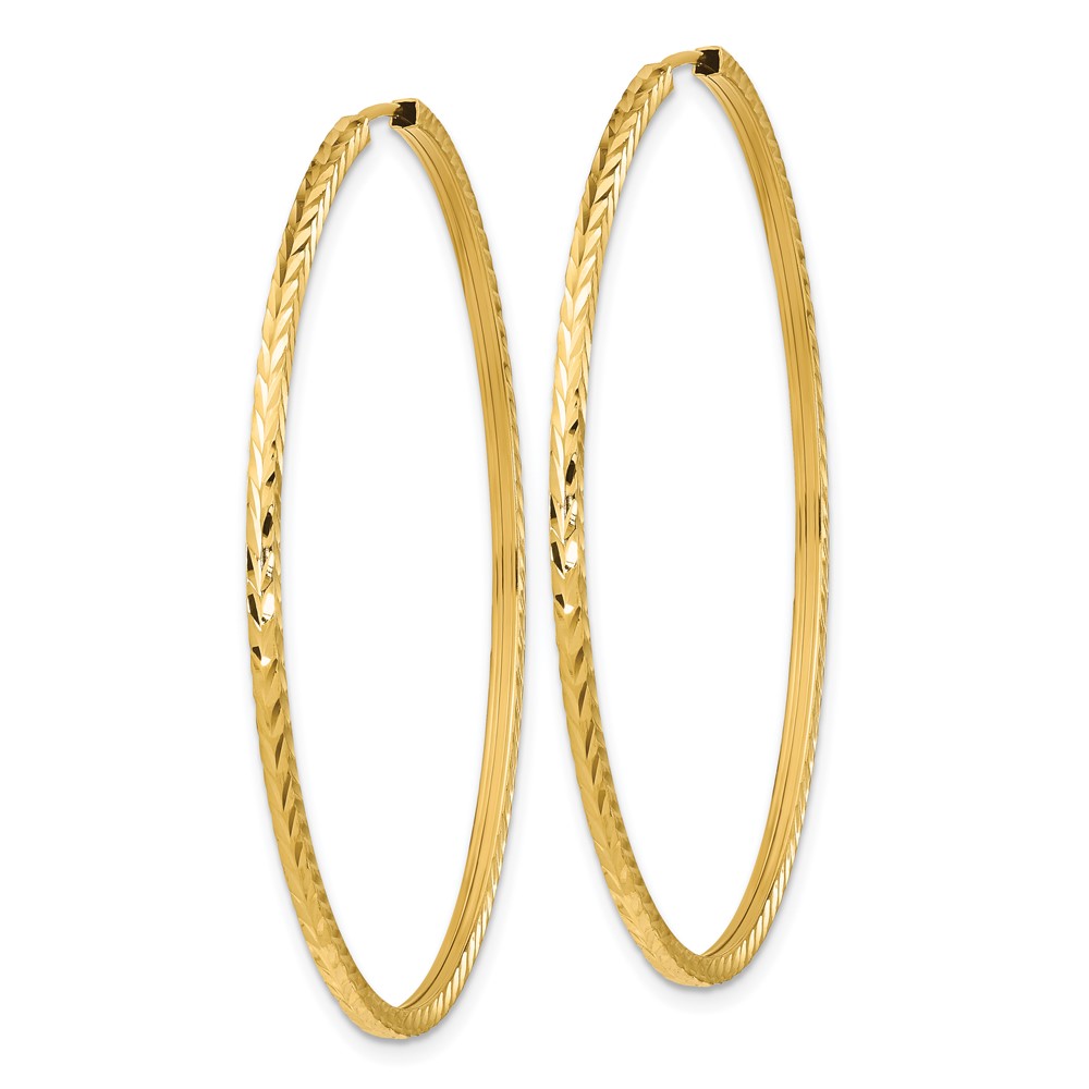 14k Diamond-cut Square Tube Endless Hoop Earrings (TF1001)