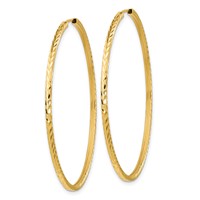 14K Yellow Gold 1.35x 50mm Diamond-cut Square-Tube Endless Hoop Earrings view 2