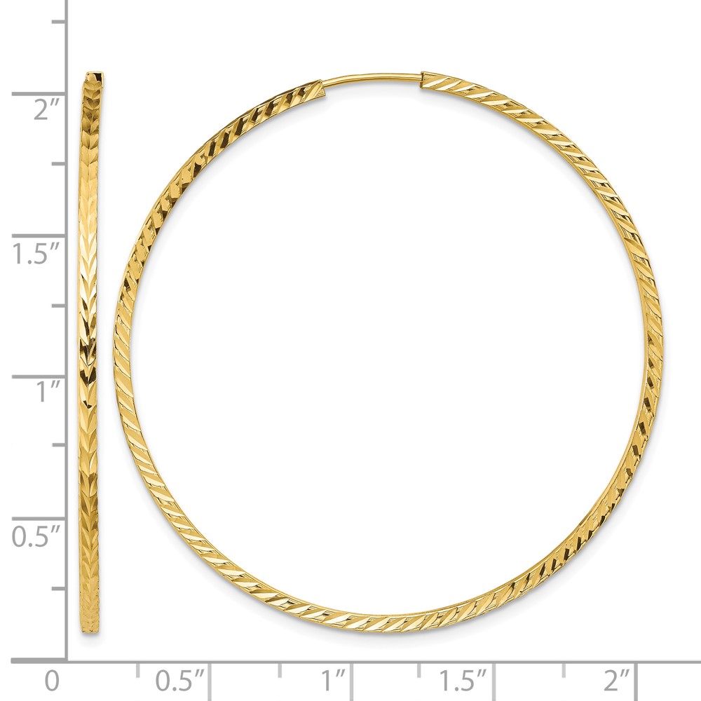 14k Diamond-cut Square Tube Endless Hoop Earrings (TF1001)