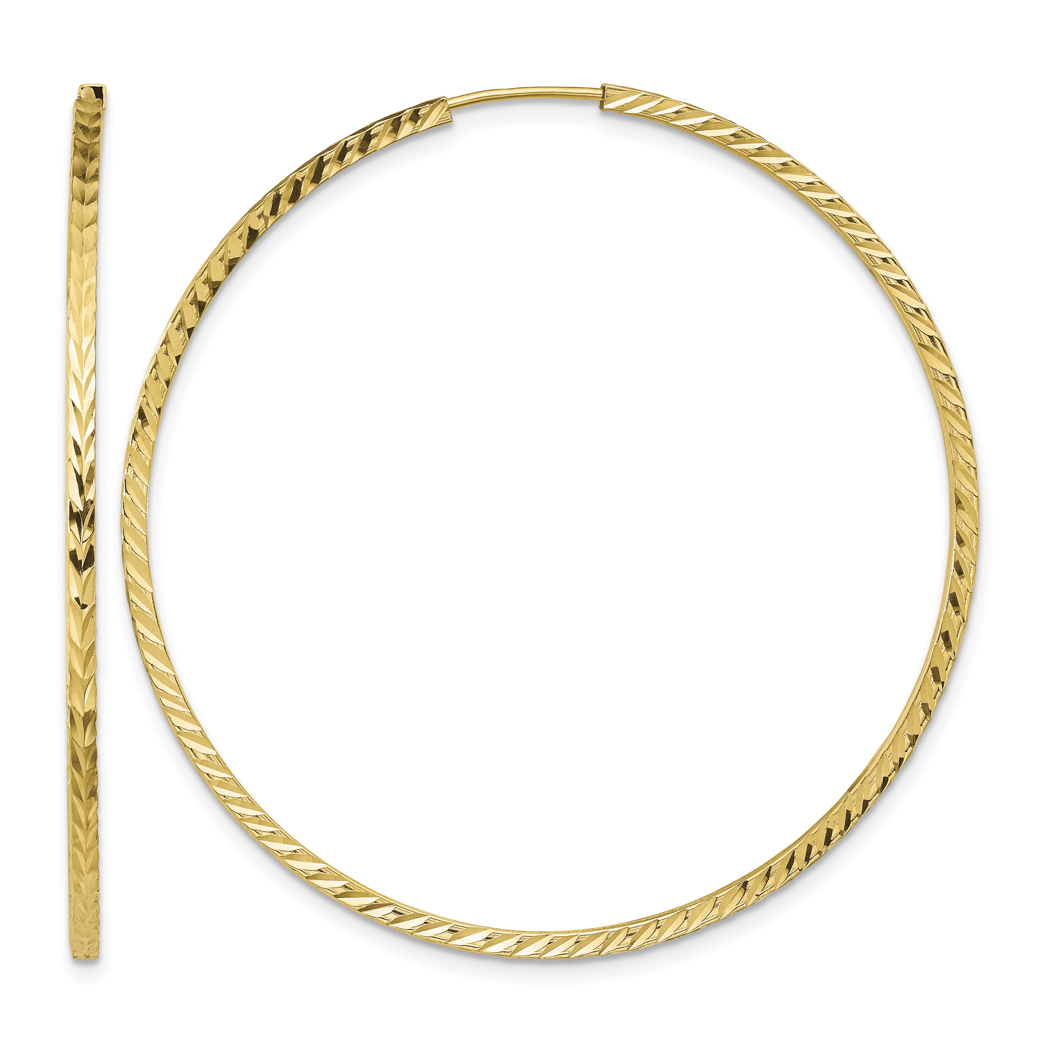 14k Diamond-cut Square Tube Endless Hoop Earrings (TF1001)