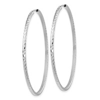 14K White Gold 1.35x 50mm Diamond-cut Square-Tube Endless Hoop Earrings view 2