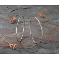14K White Gold 1.35x 50mm Diamond-cut Square-Tube Endless Hoop Earrings view 5