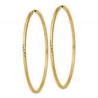 14K Yellow Gold 1.35x 55mm Diamond-cut Square-Tube Endless Hoop Earrings view 2