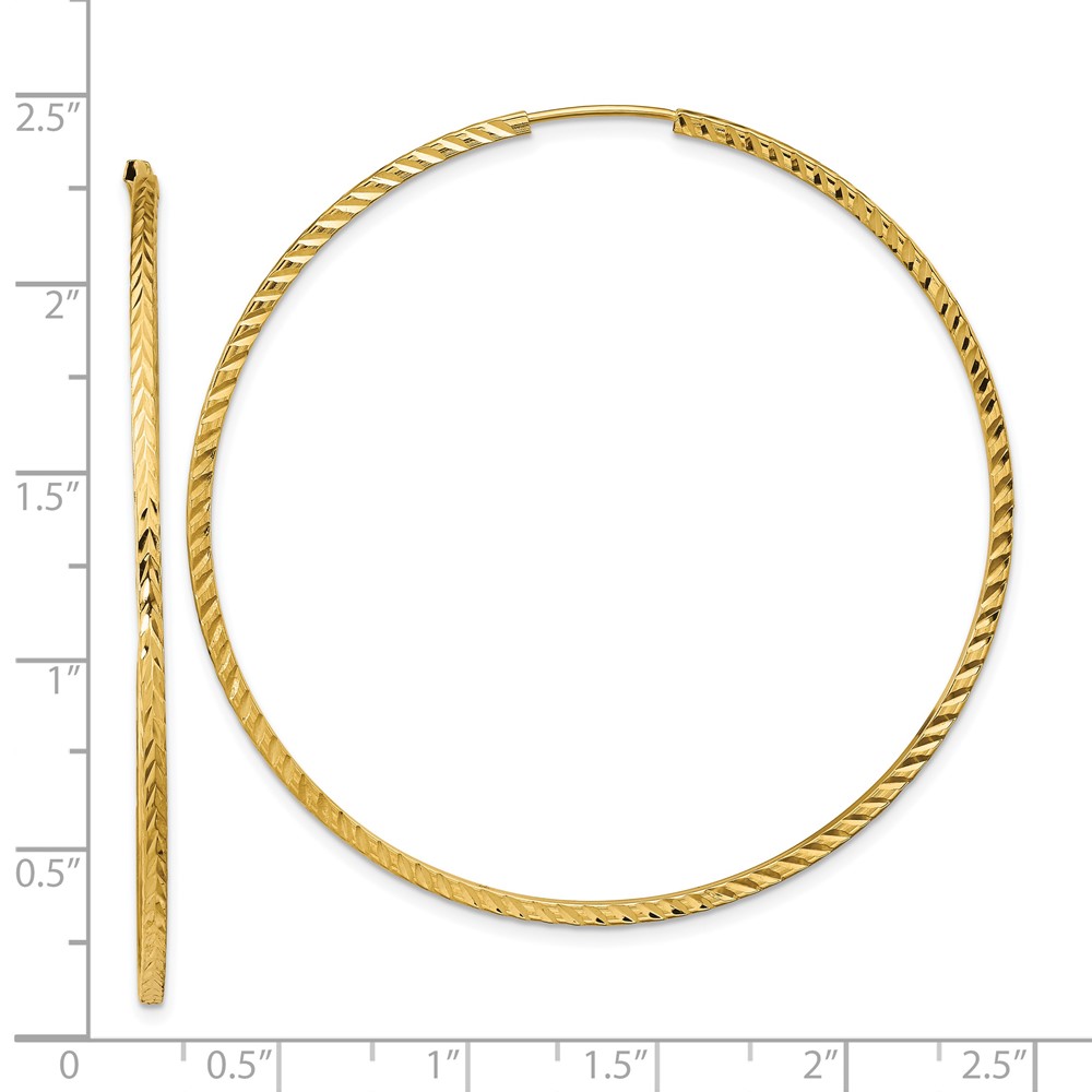 14k Diamond-cut Square Tube Endless Hoop Earrings (TF1002)