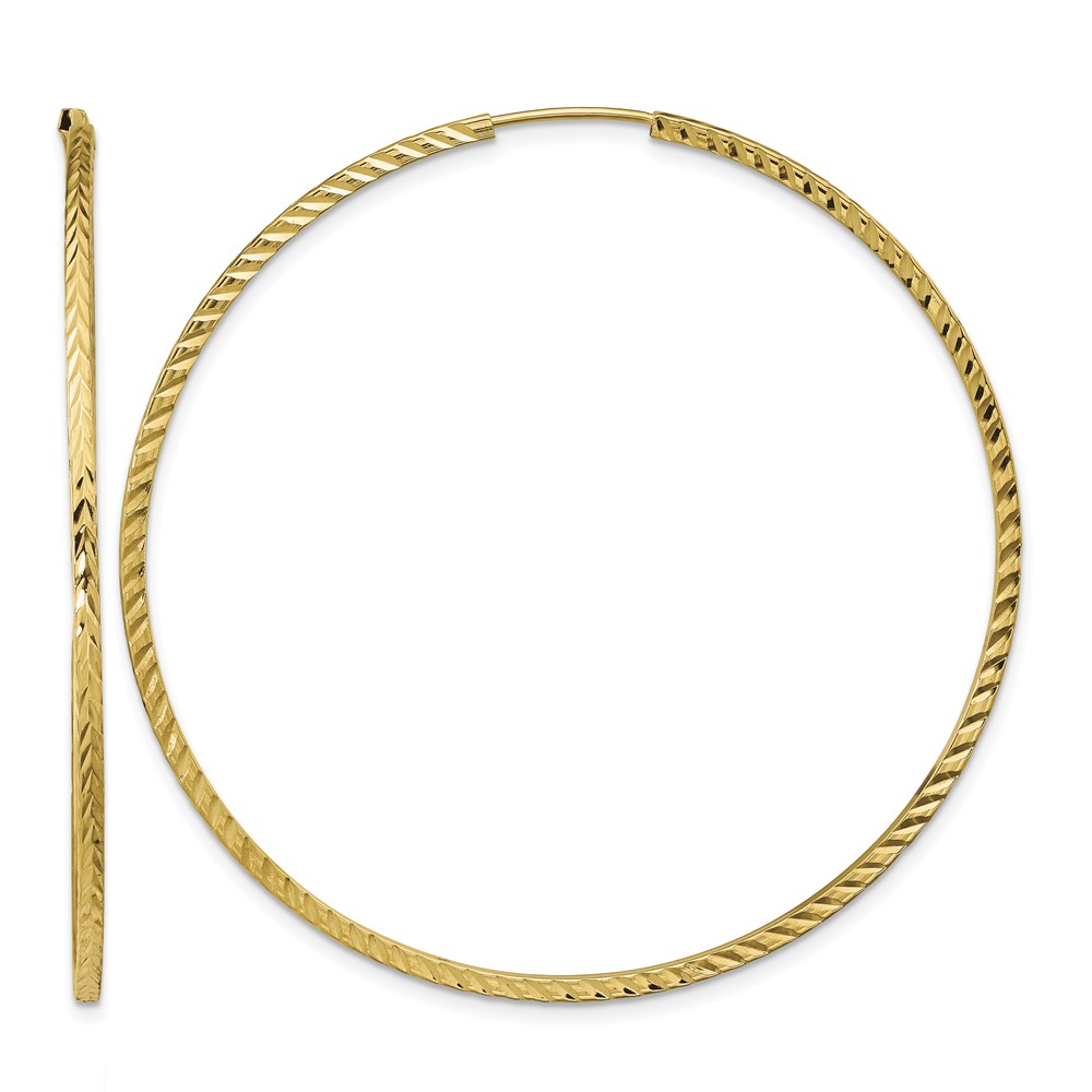 14k Diamond-cut Square Tube Endless Hoop Earrings (TF1002)
