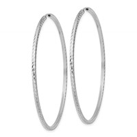 14K White Gold 1.35x 55mm Diamond-cut Square-Tube Endless Hoop Earrings view 2