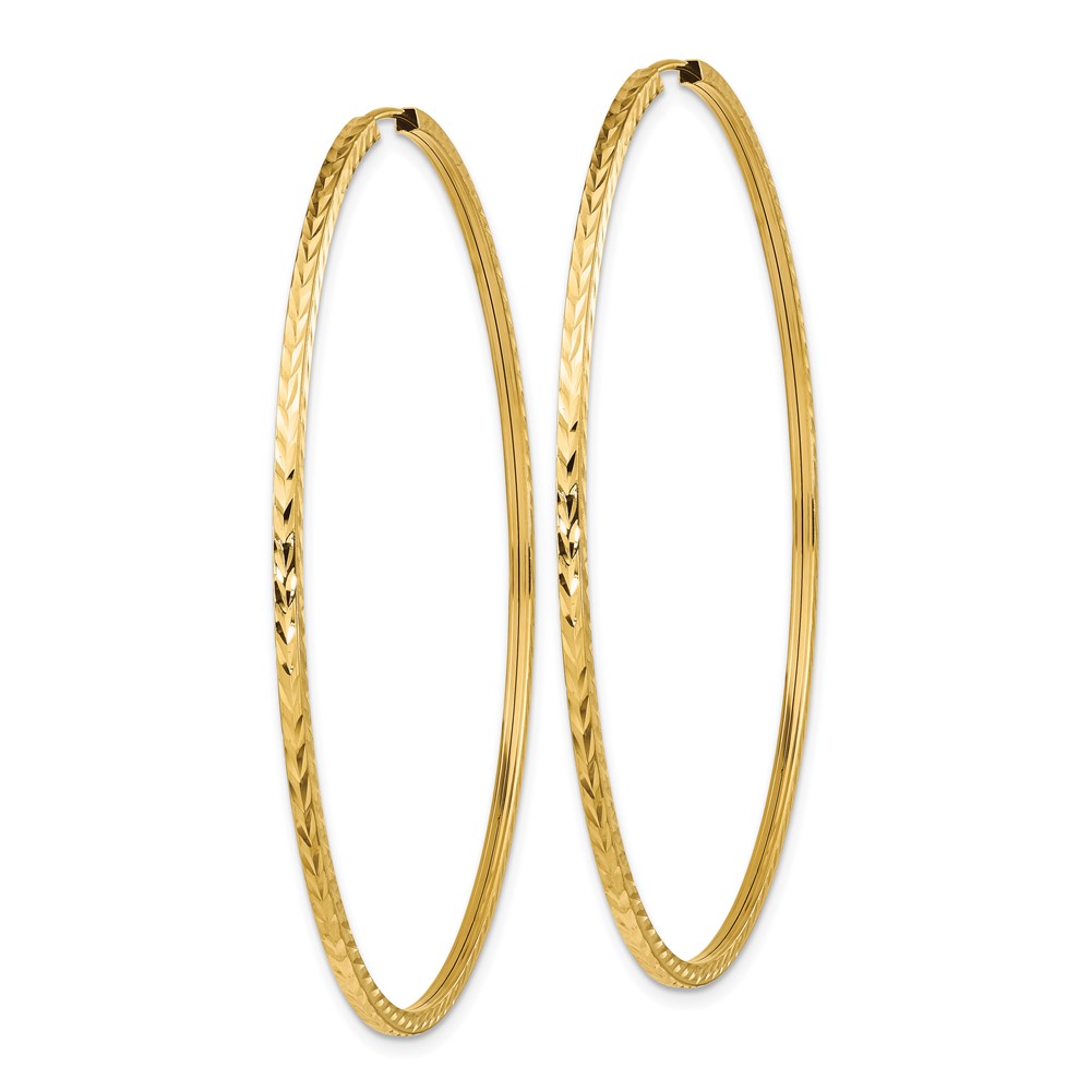 14k Diamond-cut Square Tube Endless Hoop Earrings (TF1003)