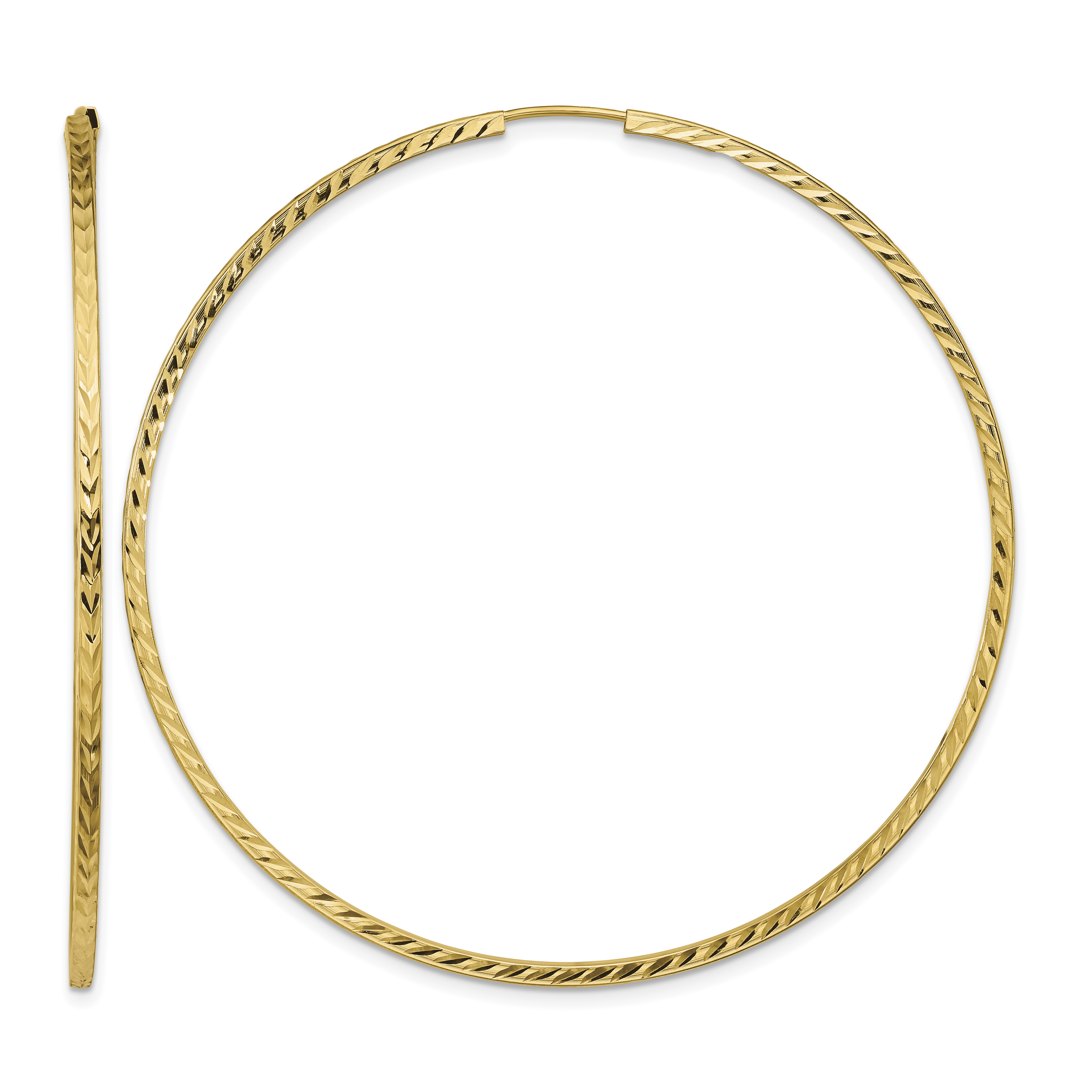 14k Diamond-cut Square Tube Endless Hoop Earrings (TF1003)