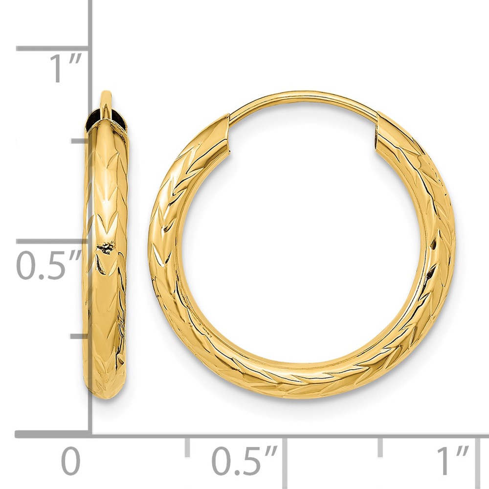 14k Polished & D/C Endless Hoop Earrings (TF1004)