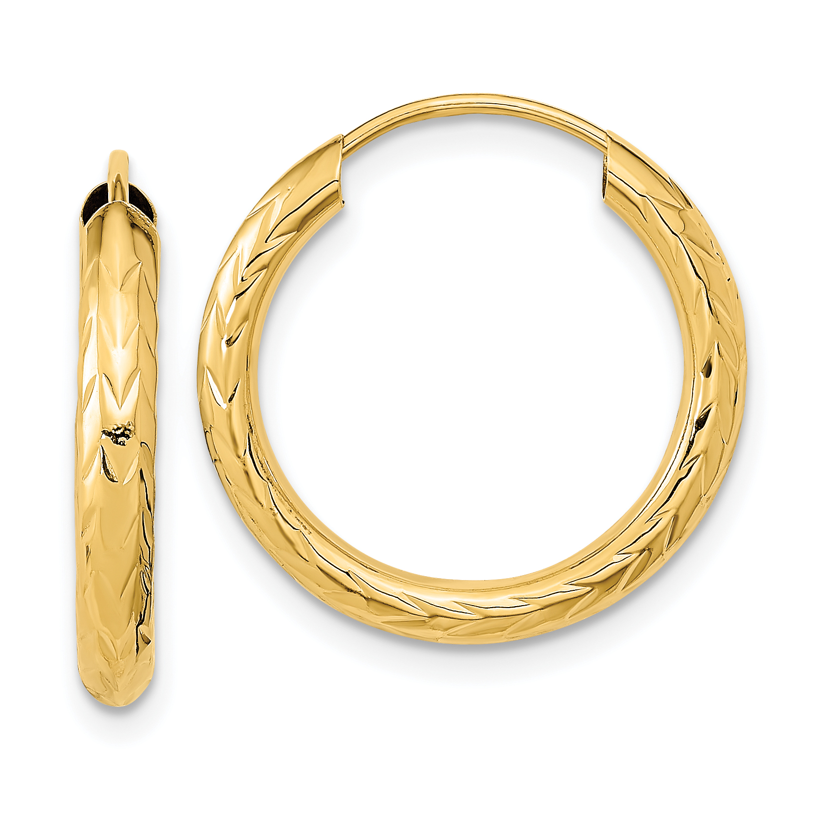 Jewelry 14k 1.25mm Diamond-cut Endless Hoop Earring ユニセックス