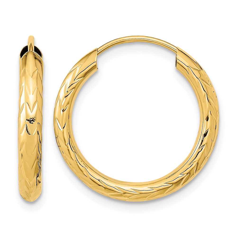 14k Polished & D/C Endless Hoop Earrings (TF1004)