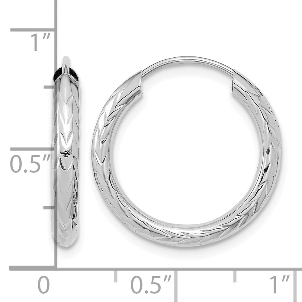 14k White Gold Polished & D/C Endless Hoop Earrings (TF1004W)