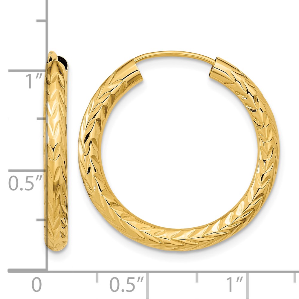 14k Polished & D/C Endless Hoop Earrings (TF1005)
